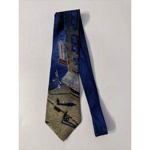 Elvis Collection Men's Tie Heartbreak Hotel 100% Italian Silk 4" Pre-Owned Blue